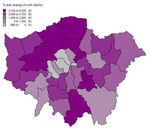 Figure 5 5 year change in LHA claims 2009-2014