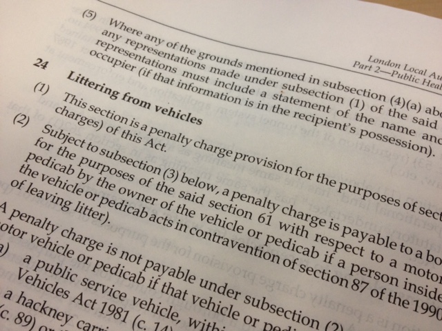 Photo showing text from the London Local Authorities Act 2007