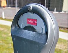 Parking metre displaying a 'Expired' status.